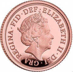 Золотая монета 1/2 соверена 2022г., Au 917, 3,99г.