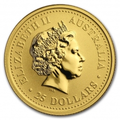 Золотая монета "Лунный календарь 1 - Год Собаки" 2006 год 1/4 унции