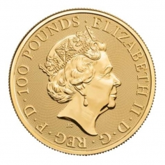 Золотая монета Великобритании 100 фунтов "Черный Бык" 2018 года 31,1 г.